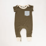 Load image into Gallery viewer, Zipper Romper in Olive Prairie
