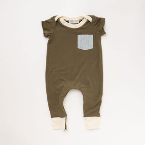 Zipper Romper in Olive Prairie