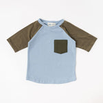 Load image into Gallery viewer, Raglan Pocket Tee in Olive Prairie
