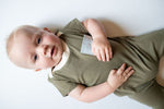 Load image into Gallery viewer, Zipper Romper in Olive Prairie
