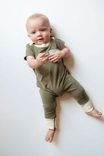 Load image into Gallery viewer, Zipper Romper in Olive Prairie
