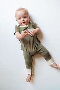 Zipper Romper in Olive Prairie