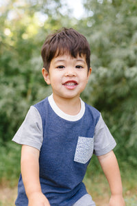 Bamboo Colorblock Pocket Tee in Lake