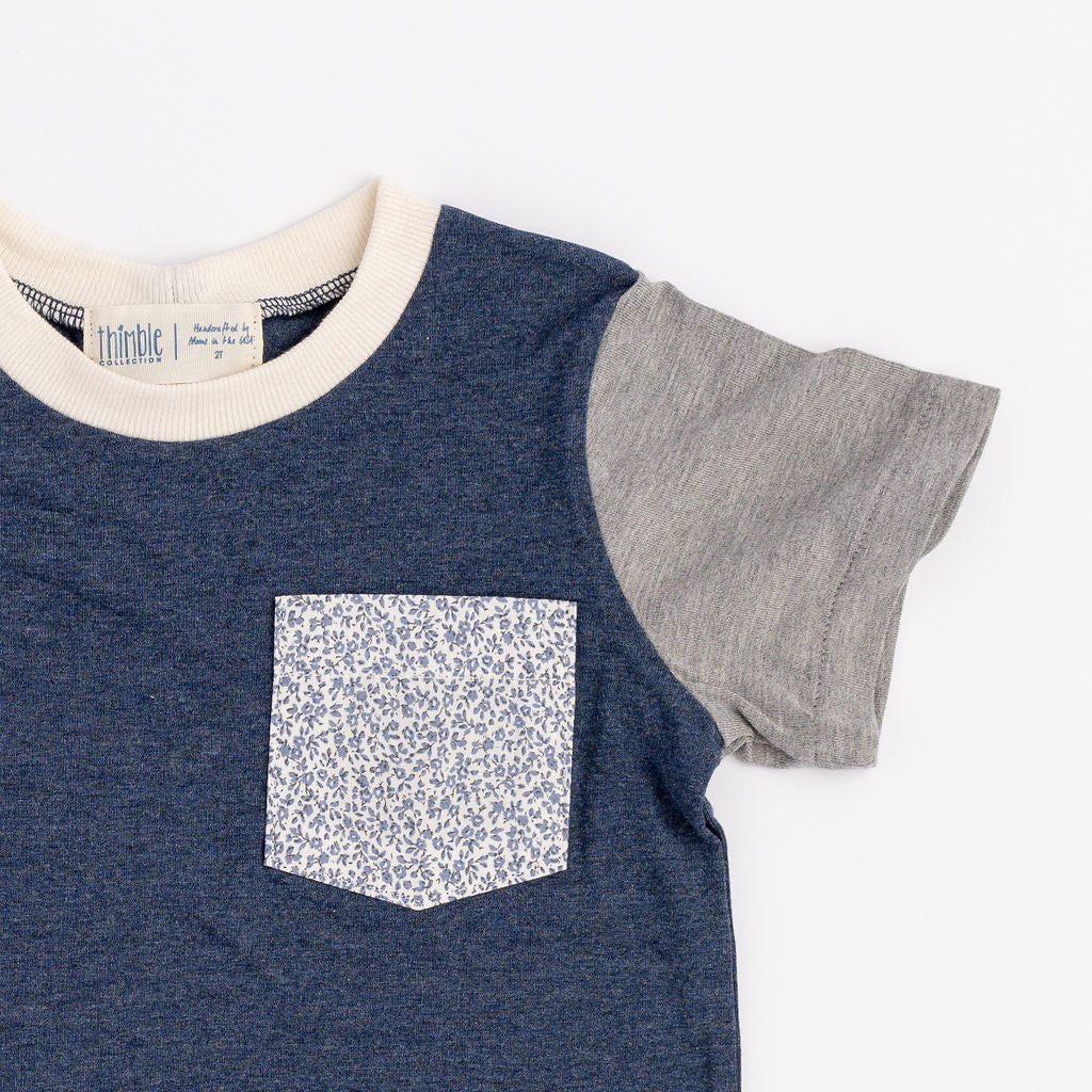 Bamboo Colorblock Pocket Tee in Lake