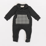 Load image into Gallery viewer, Bamboo Shawl Collar Romper in Shadow Gingham
