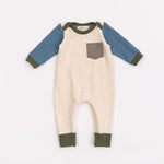 Load image into Gallery viewer, Bamboo Zipper Romper in Flax Colorblock
