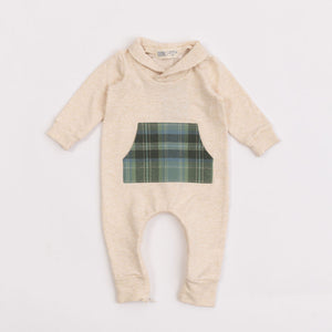 Bamboo Shawl Collar Romper in Flax Laurel