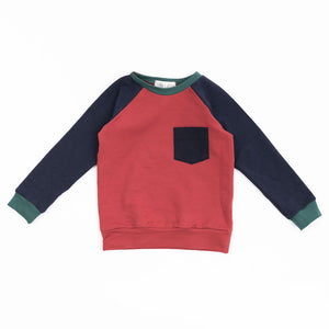 Raglan Pullover in Currant + Midnight