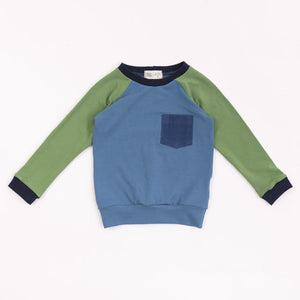 Bamboo Raglan Pullover in Pacific Colorblock