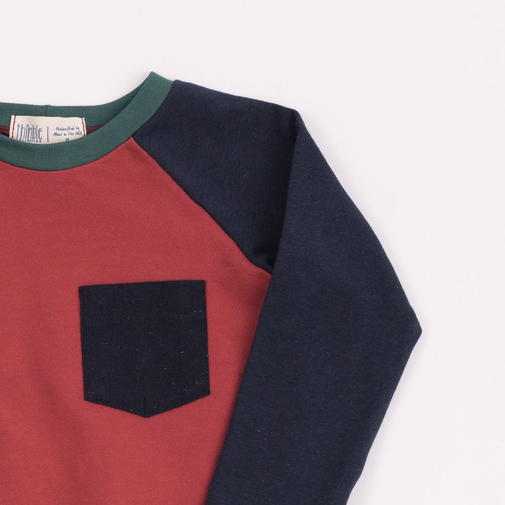 Raglan Pullover in Currant + Midnight