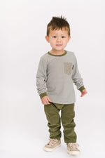 Load image into Gallery viewer, Bamboo Pocket Tee in Olive Stripe
