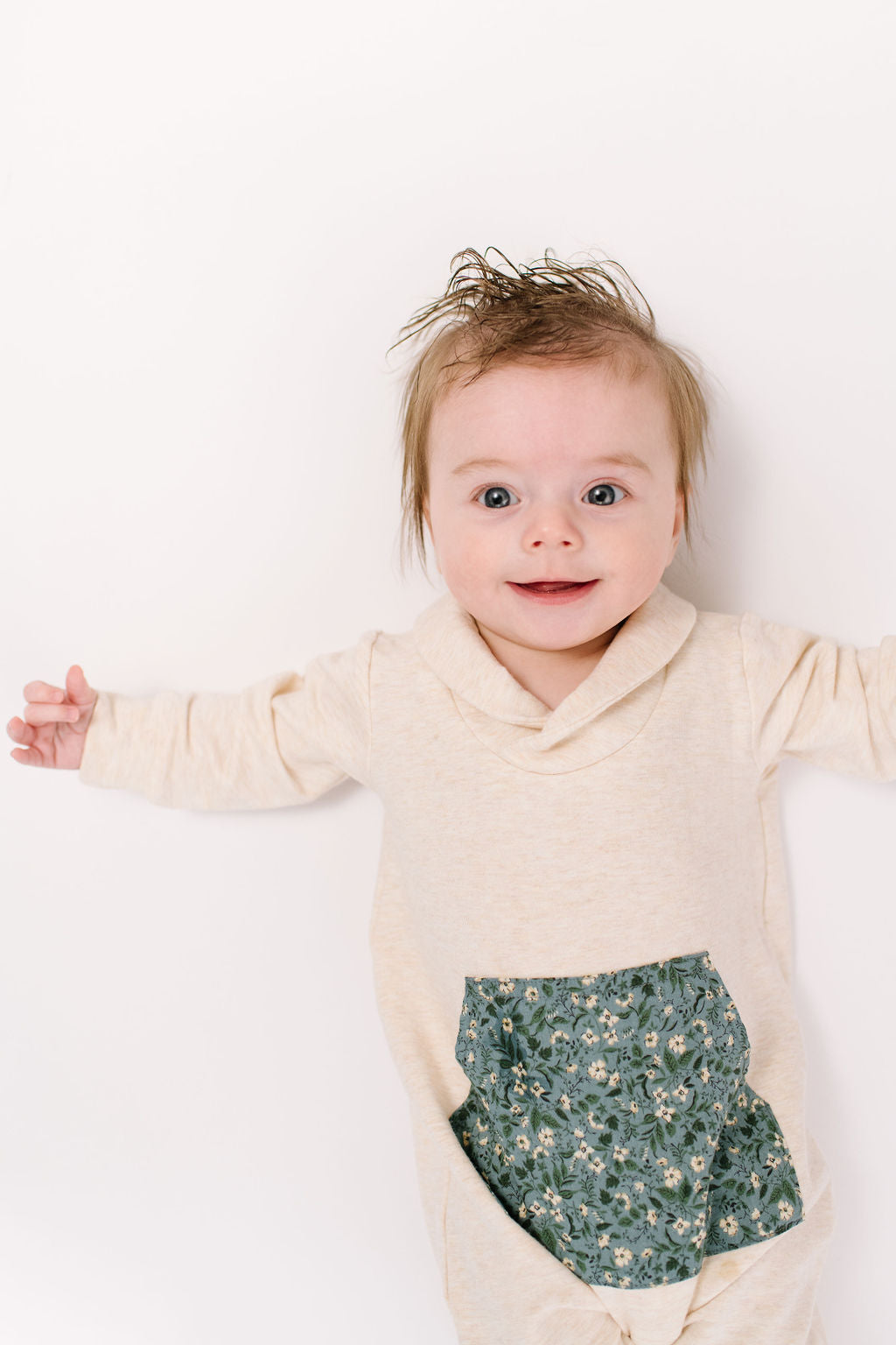 Bamboo Shawl Collar Romper in Flax Gardenia