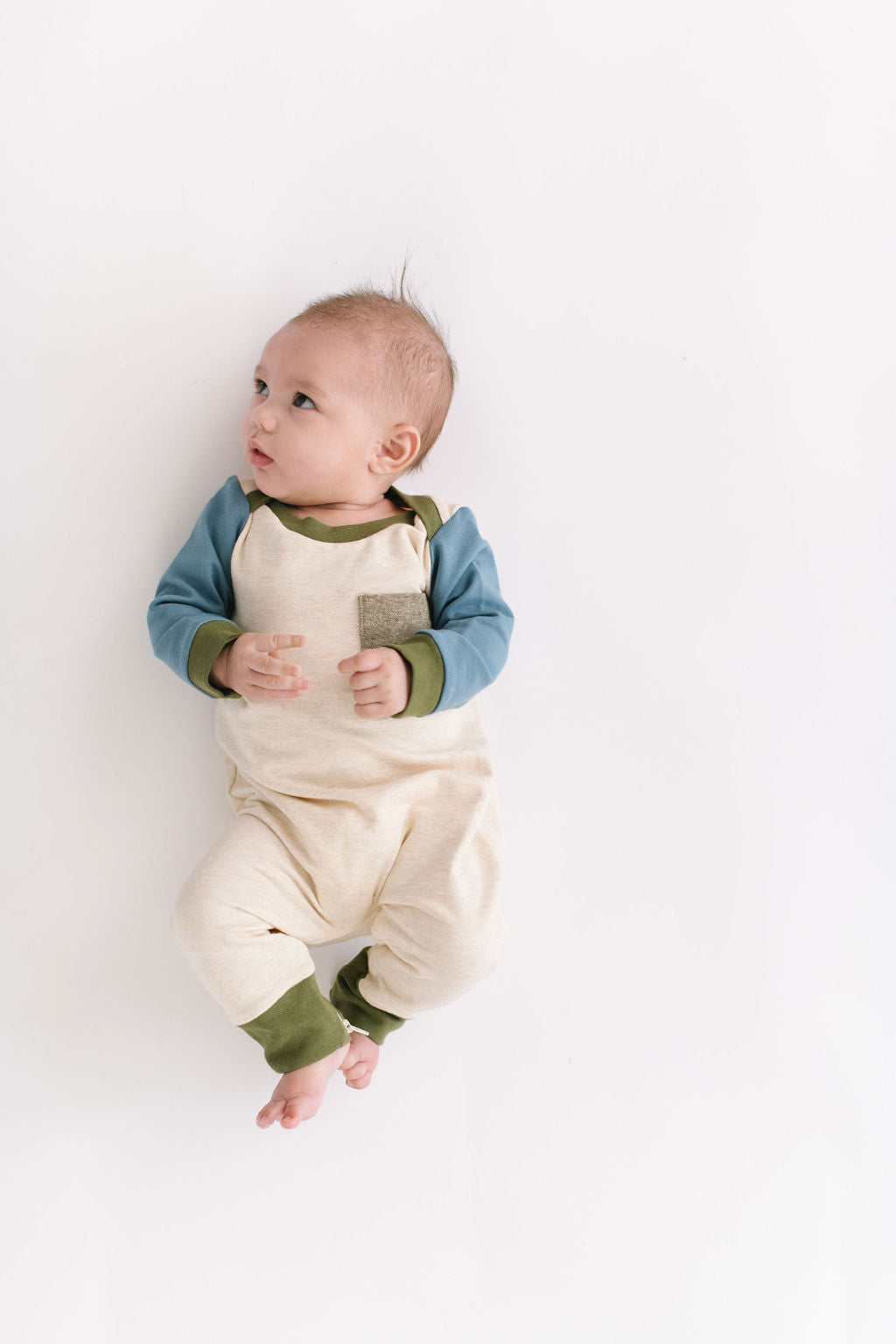 Bamboo Zipper Romper in Flax Colorblock