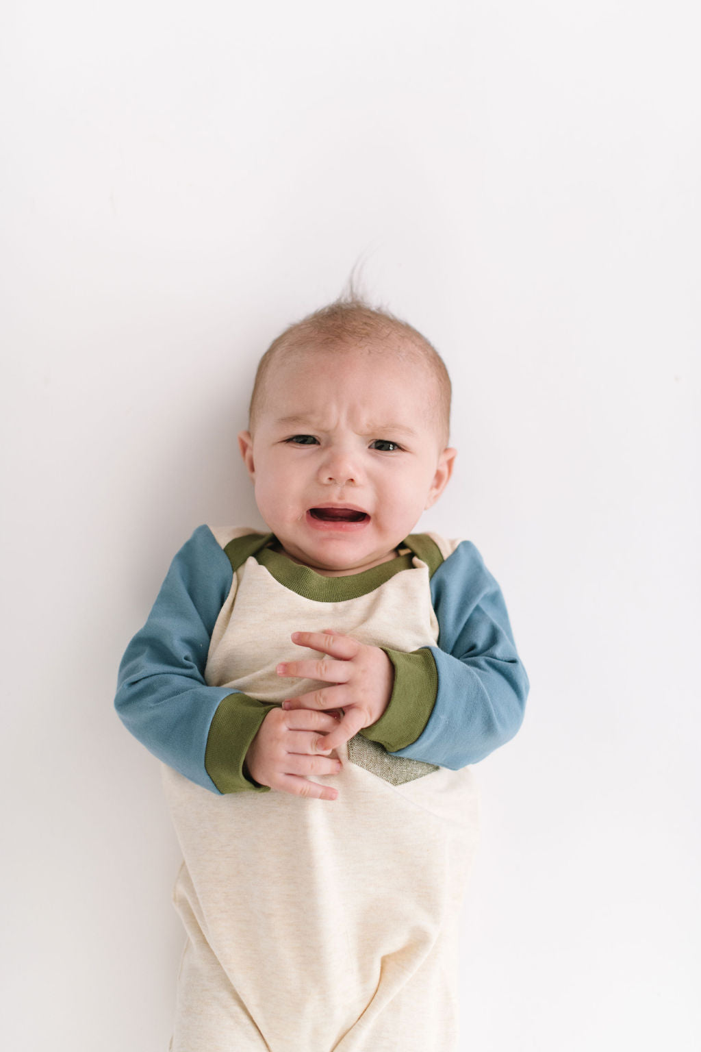 Bamboo Zipper Romper in Flax Colorblock