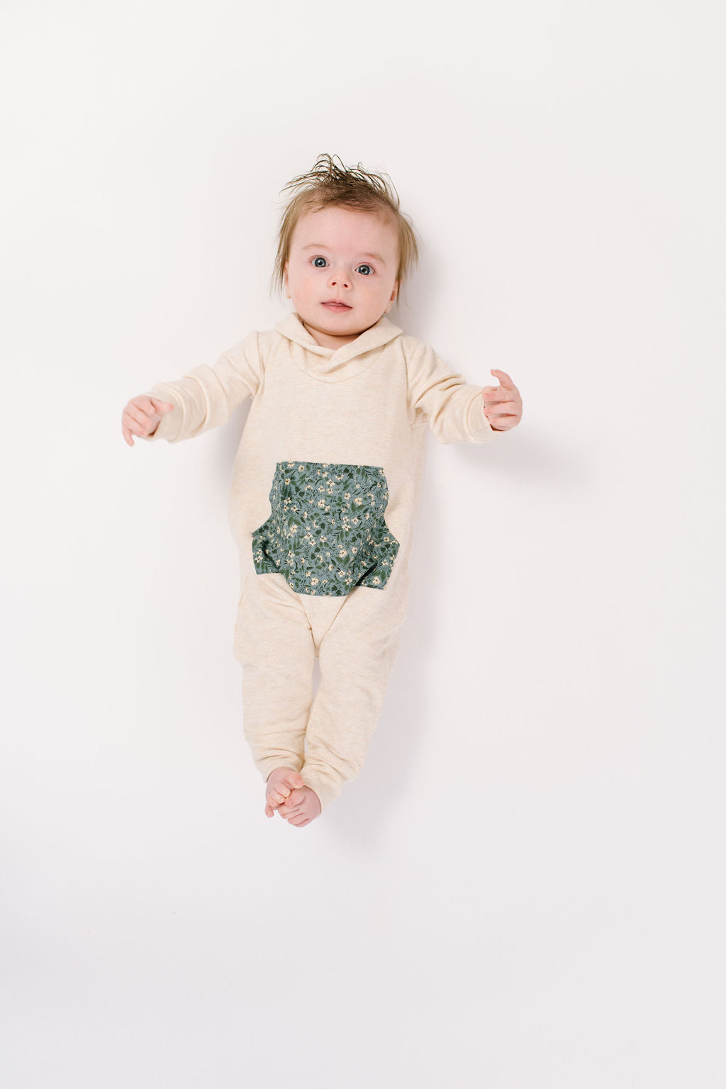 Bamboo Shawl Collar Romper in Flax Gardenia