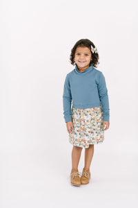 Funnel Sweatshirt Dress in Tide Meadow