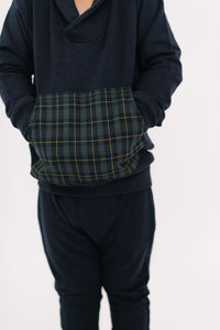 Bamboo Shawl Collar Sweatshirt in Midnight Mistletoe