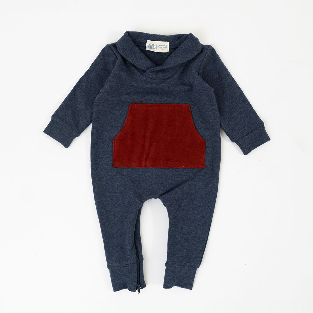 Bamboo Shawl Collar Romper in Evening Rust