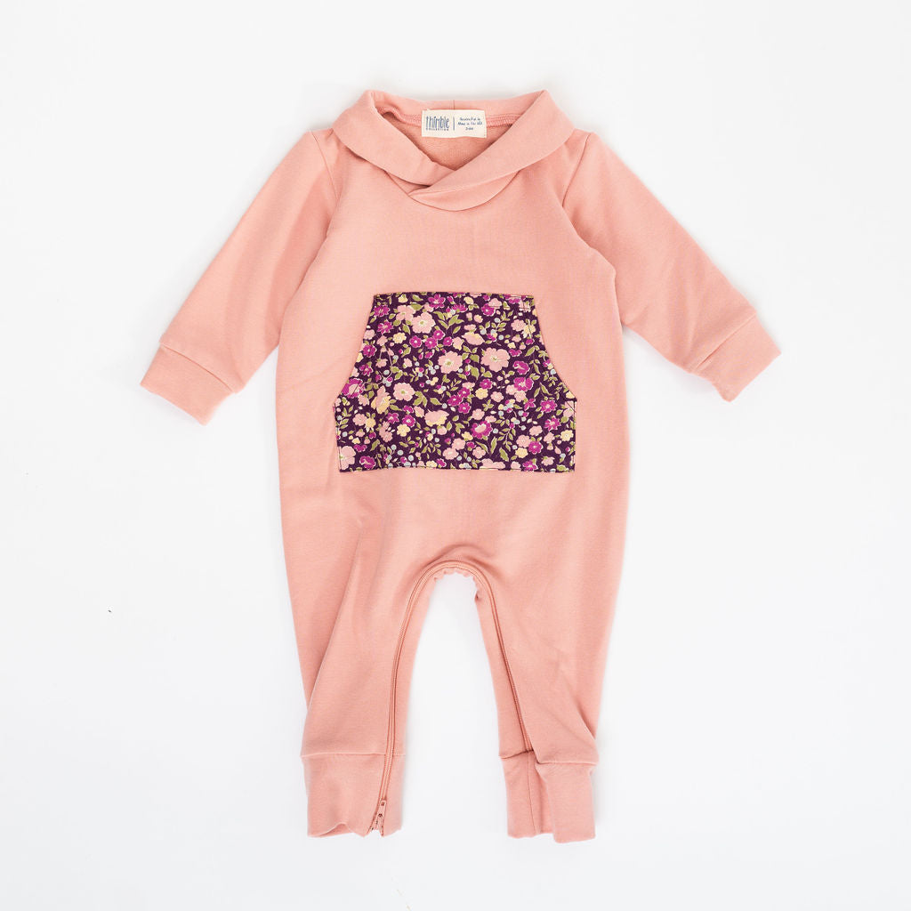 Shawl Collar Romper in Plumrose