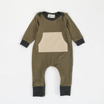 Load image into Gallery viewer, Bamboo Zipper Romper in Olive Pebble
