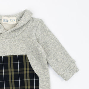Shawl Collar Romper in Shadow Plaid
