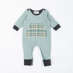 Load image into Gallery viewer, Bamboo Zipper Romper in Glacier Plaid
