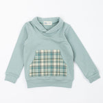 Load image into Gallery viewer, Bamboo Shawl Collar Sweatshirt in Glacier Plaid
