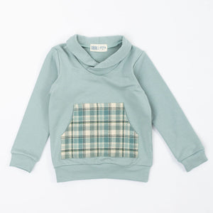 Bamboo Shawl Collar Sweatshirt in Glacier Plaid