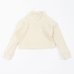 Load image into Gallery viewer, Funnel Cropped Sweatshirt in Cream Sherpa
