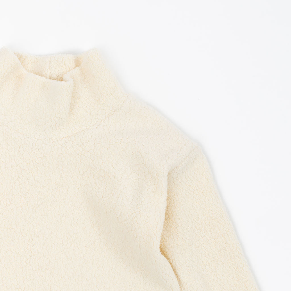 Funnel Cropped Sweatshirt in Cream Sherpa