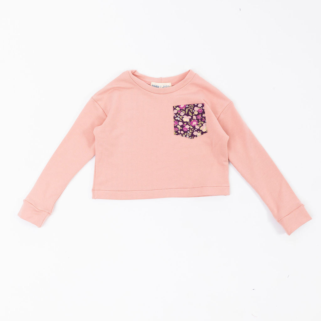 Bamboo Cropped Sweatshirt in Plumrose