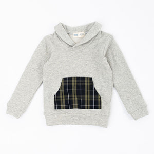 Shawl Collar Sweatshirt in Shadow Plaid