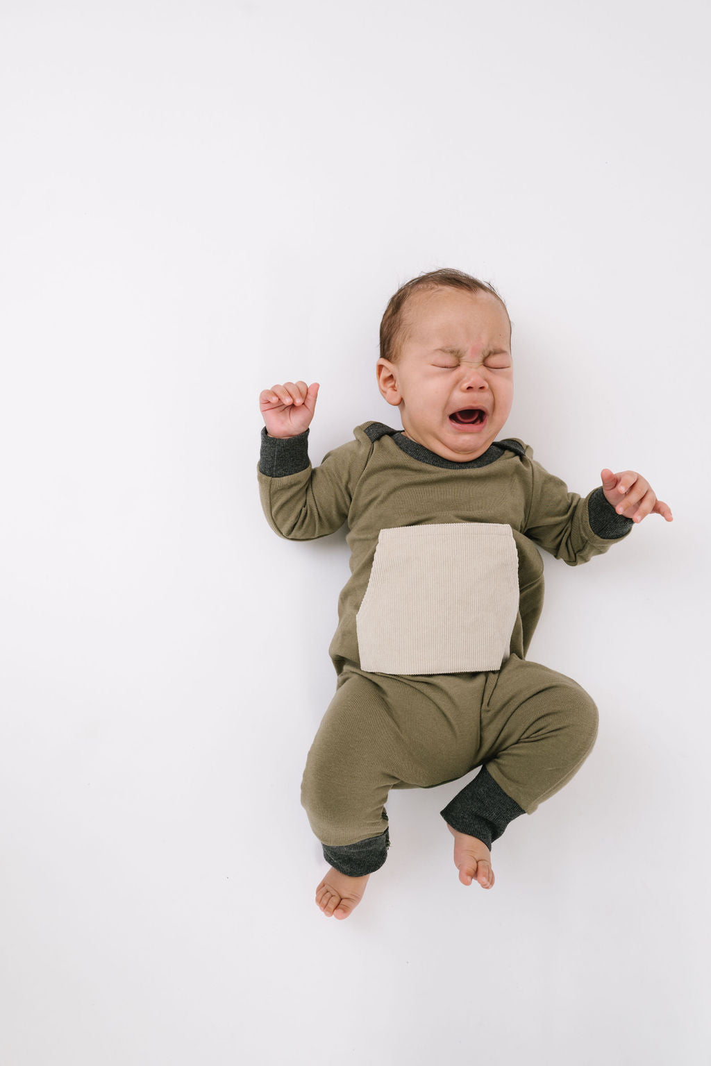 Bamboo Zipper Romper in Olive Pebble
