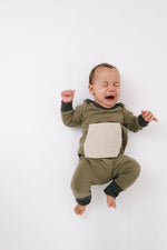 Load image into Gallery viewer, Bamboo Zipper Romper in Olive Pebble
