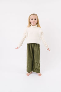 Funnel Cropped Sweatshirt in Cream Sherpa