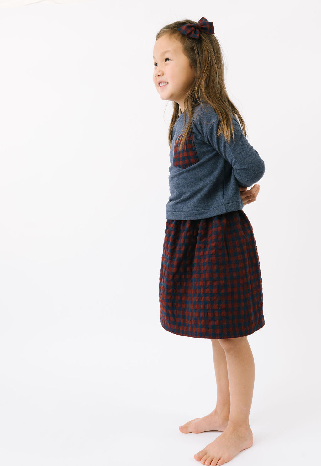 Reversible Skirt in Rust Gingham