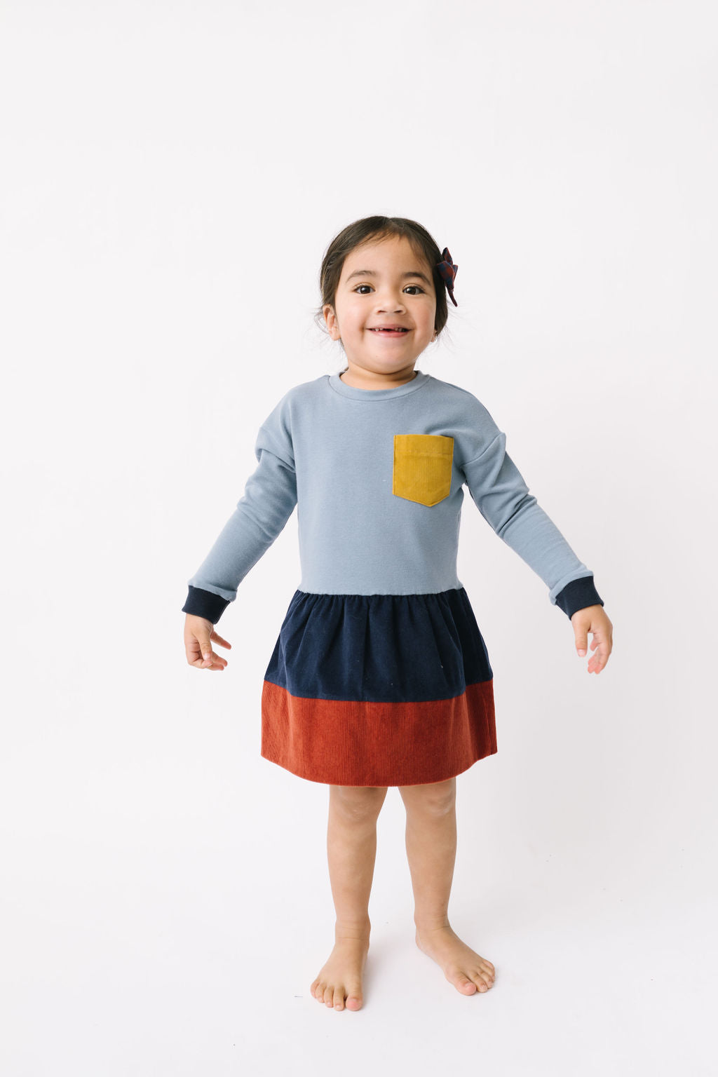 Modern Sweatshirt Dress in Rust Colorblock