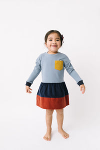 Modern Sweatshirt Dress in Rust Colorblock