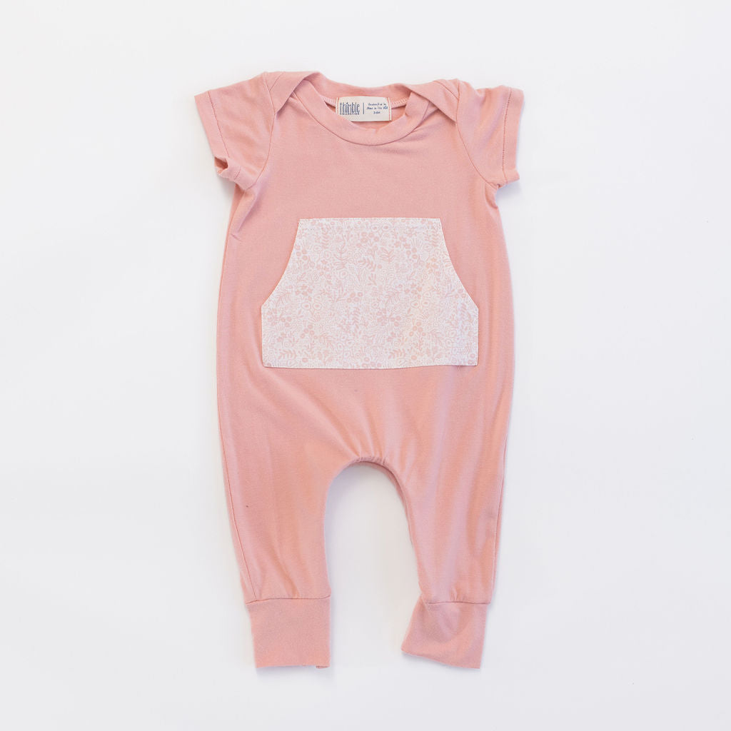 Bamboo Zipper Romper in Rose Garden