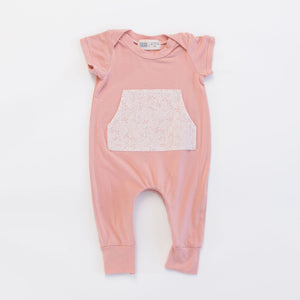 Bamboo Zipper Romper in Rose Garden