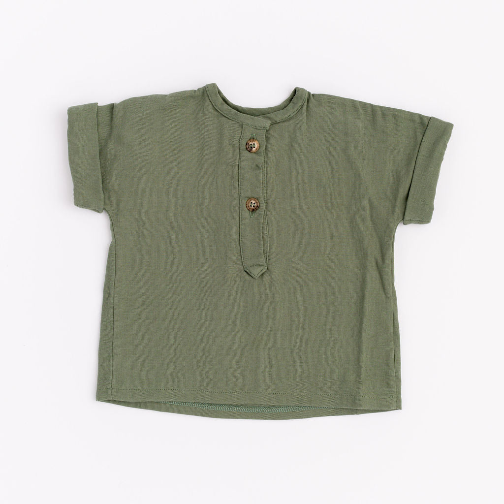 Popover Shirt in Fern Gauze