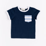 Load image into Gallery viewer, Ringer Pocket Tee in Navy Harbor
