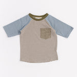 Load image into Gallery viewer, Bamboo Raglan Pocket Tee in Olive Stripe
