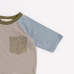 Load image into Gallery viewer, Bamboo Raglan Pocket Tee in Olive Stripe
