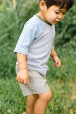 Load image into Gallery viewer, Bamboo Raglan Pocket Tee in Olive Stripe
