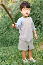 Load image into Gallery viewer, Bamboo Raglan Pocket Tee in Olive Stripe
