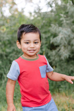 Load image into Gallery viewer, Bamboo Colorblock Pocket Tee in Watermelon

