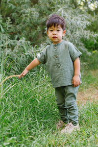 Gauze Jogger in Fern