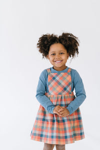 Pinafore Dress in Sunset Plaid