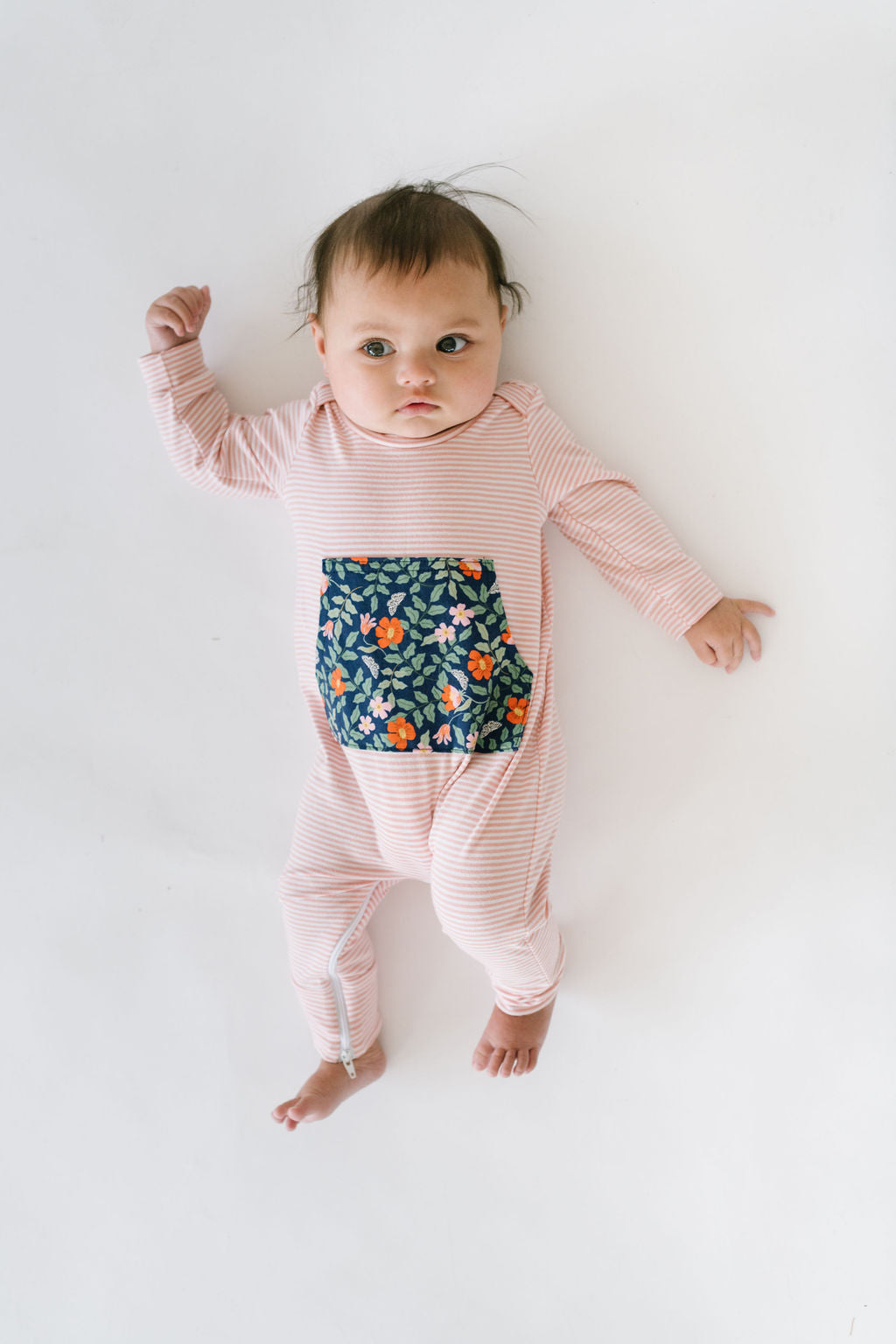 Bamboo Zipper Romper in Poppy